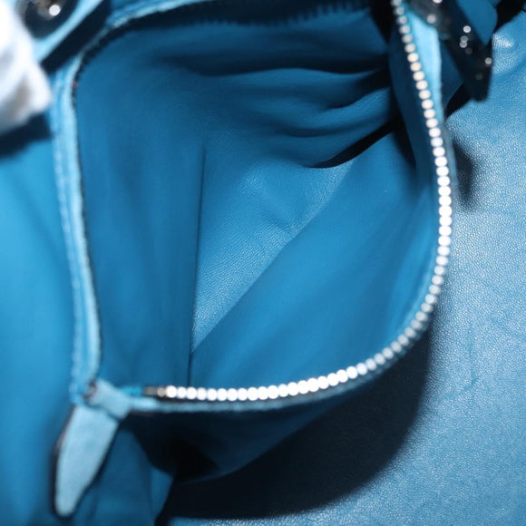 PRADA Hand Bag Suede 2way Turquoise Blue Silver BN2625 Auth 150950