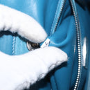 PRADA Hand Bag Suede 2way Turquoise Blue Silver BN2625 Auth 150950-12