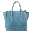 PRADA Hand Bag Suede 2way Turquoise Blue Silver BN2625 Auth 150950-2