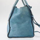 PRADA Hand Bag Suede 2way Turquoise Blue Silver BN2625 Auth 150950-4