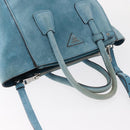 PRADA Hand Bag Suede 2way Turquoise Blue Silver BN2625 Auth 150950-6