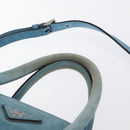 PRADA Hand Bag Suede 2way Turquoise Blue Silver BN2625 Auth 150950-8