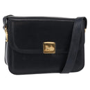CELINE Horse Carriage Shoulder Bag Leather Navy Gold Auth 150952-1