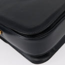 CELINE Horse Carriage Shoulder Bag Leather Navy Gold Auth 150952-15