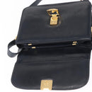 CELINE Horse Carriage Shoulder Bag Leather Navy Gold Auth 150952-10