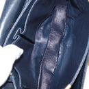 CELINE Horse Carriage Shoulder Bag Leather Navy Gold Auth 150952-11