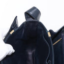 CELINE Horse Carriage Shoulder Bag Leather Navy Gold Auth 150952-20