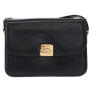 CELINE Horse Carriage Shoulder Bag Leather Navy Gold Auth 150952-13