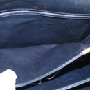 CELINE Horse Carriage Shoulder Bag Leather Navy Gold Auth 150952-21