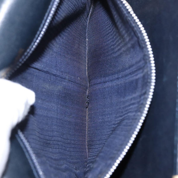 CELINE Horse Carriage Shoulder Bag Leather Navy Gold Auth 150952