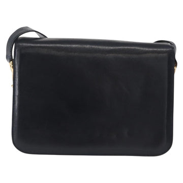 CELINE Horse Carriage Shoulder Bag Leather Navy Gold Auth 150952 - 0