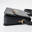 CELINE Horse Carriage Shoulder Bag Leather Navy Gold Auth 150952-3
