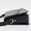 CELINE Horse Carriage Shoulder Bag Leather Navy Gold Auth 150952-4