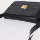 CELINE Horse Carriage Shoulder Bag Leather Navy Gold Auth 150952-6
