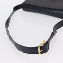 CELINE Horse Carriage Shoulder Bag Leather Navy Gold Auth 150952-7