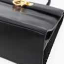 Salvatore Ferragamo Gancini Hand Bag Leather Gold Black Auth 150953-10