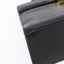 Salvatore Ferragamo Gancini Hand Bag Leather Gold Black Auth 150953-11