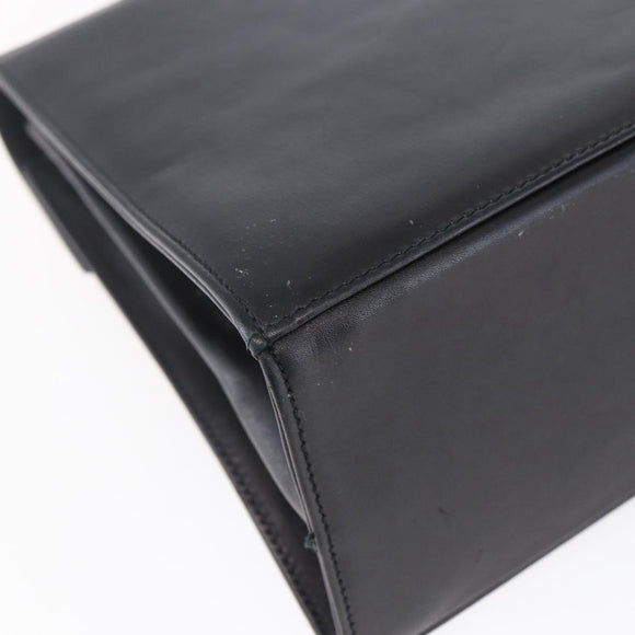 Salvatore Ferragamo Gancini Hand Bag Leather Gold Black Auth 150953