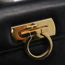 Salvatore Ferragamo Gancini Hand Bag Leather Gold Black Auth 150953-14