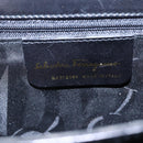 Salvatore Ferragamo Gancini Hand Bag Leather Gold Black Auth 150953-15