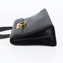Salvatore Ferragamo Gancini Hand Bag Leather Gold Black Auth 150953-4