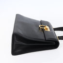 Salvatore Ferragamo Gancini Hand Bag Leather Gold Black Auth 150953-5