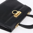 Salvatore Ferragamo Gancini Hand Bag Leather Gold Black Auth 150953-6