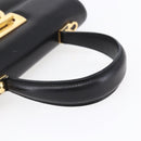 Salvatore Ferragamo Gancini Hand Bag Leather Gold Black Auth 150953-7