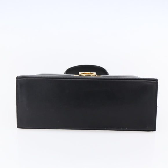 Salvatore Ferragamo Gancini Hand Bag Leather Gold Black Auth 150953