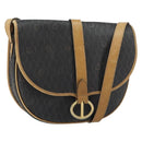 Christian Dior Honeycomb Canvas Shoulder Bag PVC Black gold Auth 150955-1