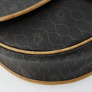 Christian Dior Honeycomb Canvas Shoulder Bag PVC Black gold Auth 150955-15