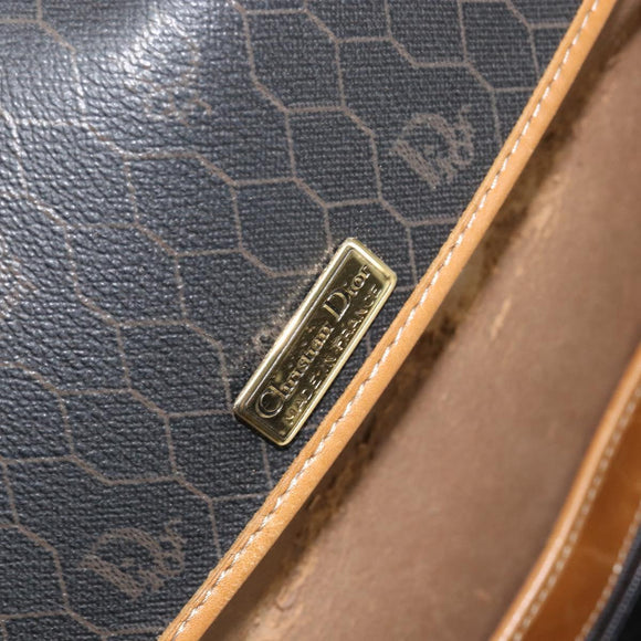 Christian Dior Honeycomb Canvas Shoulder Bag PVC Black gold Auth 150955