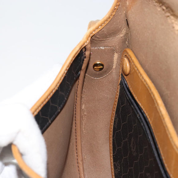 Christian Dior Honeycomb Canvas Shoulder Bag PVC Black gold Auth 150955