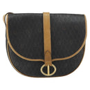 Christian Dior Honeycomb Canvas Shoulder Bag PVC Black gold Auth 150955-13