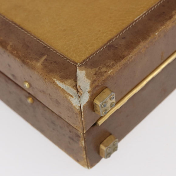 LOEWE Anagram Attache Case Hand Bag Leather Beige Auth 150956