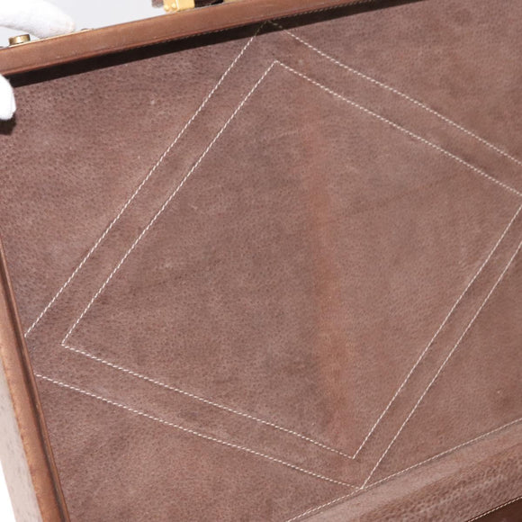 LOEWE Anagram Attache Case Hand Bag Leather Beige Auth 150956