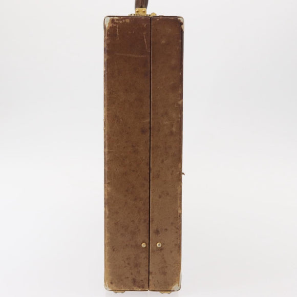 LOEWE Anagram Attache Case Hand Bag Leather Beige Auth 150956