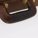 LOEWE Anagram Attache Case Hand Bag Leather Beige Auth 150956-7