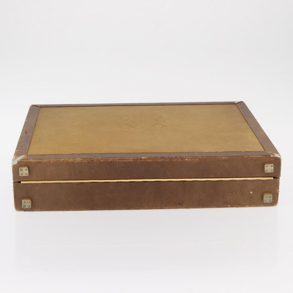 LOEWE Anagram Attache Case Hand Bag Leather Beige Auth 150956