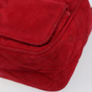 CHANEL Matelasse Chain Shoulder Bag Suede Red Gold CC Auth 150966-9