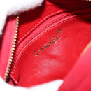 CHANEL Matelasse Chain Shoulder Bag Suede Red Gold CC Auth 150966-11