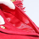 CHANEL Matelasse Chain Shoulder Bag Suede Red Gold CC Auth 150966-21