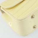 CHANEL Chain V Stitch Shoulder Bag Patent leather White Gold CC Auth 150967-16