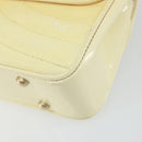 CHANEL Chain V Stitch Shoulder Bag Patent leather White Gold CC Auth 150967-17