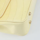 CHANEL Chain V Stitch Shoulder Bag Patent leather White Gold CC Auth 150967-18