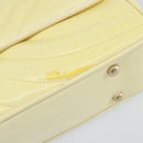 CHANEL Chain V Stitch Shoulder Bag Patent leather White Gold CC Auth 150967-9