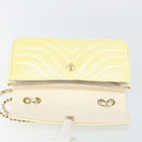 CHANEL Chain V Stitch Shoulder Bag Patent leather White Gold CC Auth 150967-20