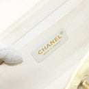 CHANEL Chain V Stitch Shoulder Bag Patent leather White Gold CC Auth 150967-21