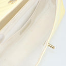 CHANEL Chain V Stitch Shoulder Bag Patent leather White Gold CC Auth 150967-10