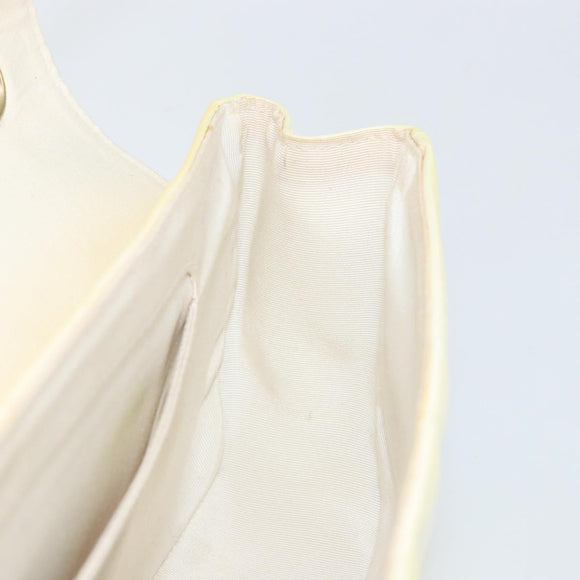 CHANEL Chain V Stitch Shoulder Bag Patent leather White Gold CC Auth 150967